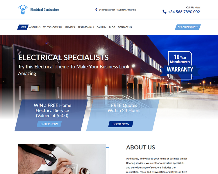 Electrical Contractor Website Templates Free Download Printable Templates