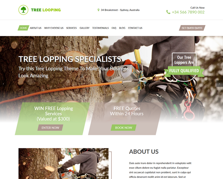 Tree Surgeon, Arborist and Lopper Website Templates Trypedestal